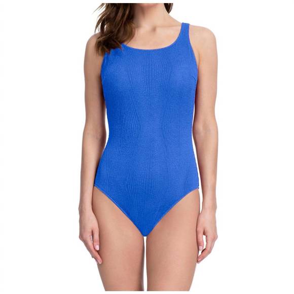 NEW GOTTEX high neck one piece swimsuit in got cosmos periwinkle
